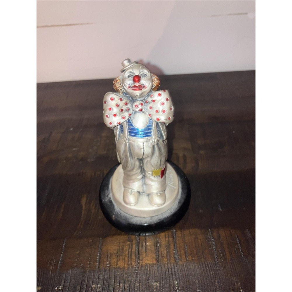 Vintage Mida's Italy 925‎ Silver Hand Enameled Clown Statue Made In Italy